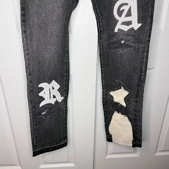 NWT mnml Men's D198 War Straight Denim Size 31 Distressed gray black denim - Picture 4 of 9